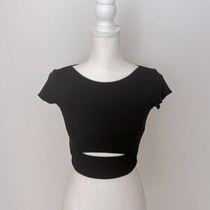 Black Short Sleeve Crop Top- NWT